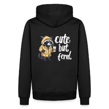 Mignon mais sauvage raton laveur buveur de café dessin animé - Sweat à capuche Premium bio Homme - noir - Dos - Nico (187cm)