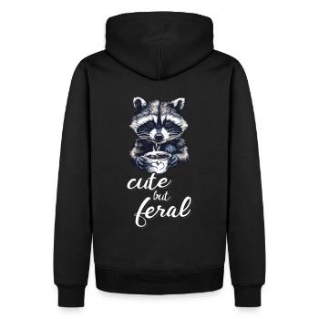Mignon mais sauvage buveur de café raton laveur dessin animé - Sweat à capuche Premium bio Homme - noir - Dos - Nico (187cm)