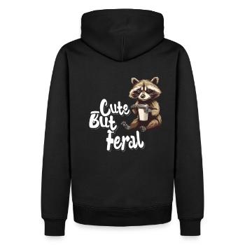 Mignon mais sauvage buveur de café raton laveur dessin animé - Sweat à capuche Premium bio Homme - noir - Dos - Nico (187cm)