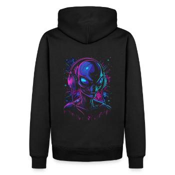 Alien DJ Alien Festival avec casque UFO - Sweat à capuche Premium bio Homme - noir - Dos - Nico (187cm)