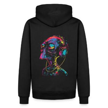 Festival with DJ Alien Alien UFO Headphones - Men’s Premium Organic Hoodie - black - Back - Nico (187cm)