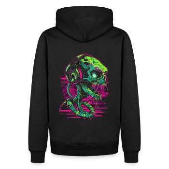 Alien DJ with Headphones Festival Alien UFO - Men’s Premium Organic Hoodie - black - Back - Nico (187cm)