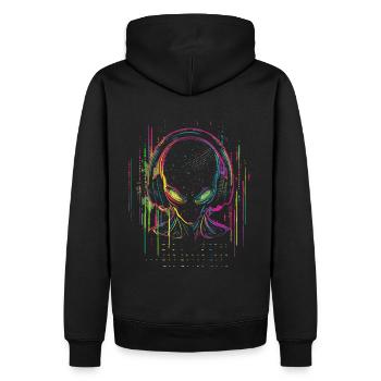 Festival DJ Alien avec casque Alien UFO - Sweat à capuche Premium bio Homme - noir - Dos - Nico (187cm)