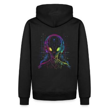 UFO Alien DJ Alien Festival Alien avec écouteurs - Sweat à capuche Premium bio Homme - noir - Dos - Nico (187cm)