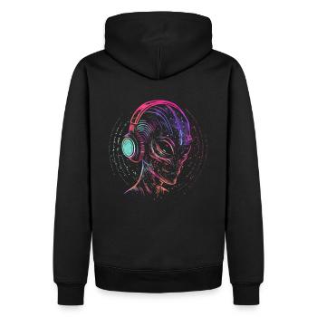 DJ Alien UFO Alien Alien Festival avec écouteurs - Sweat à capuche Premium bio Homme - noir - Dos - Nico (187cm)