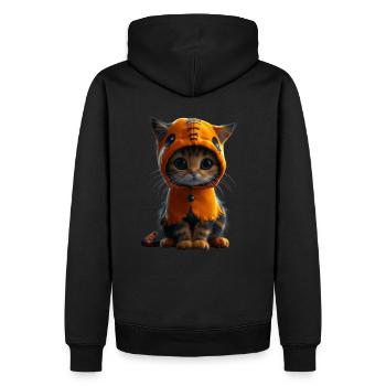 Chaton mignon en tenue de citrouille - Halloween - Sweat à capuche Premium bio Homme - noir - Dos - Nico (187cm)