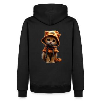 Niedliches Kürbiskätzchen - Halloween Kostüm Idee - Männer Premium Bio Hoodie - Schwarz - Hinten - Nico (187cm)