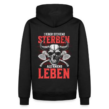 Nordic Skull Lieber stehend sterben Tattoo Design - Männer Premium Bio Hoodie - Schwarz - Hinten - Nico (187cm)