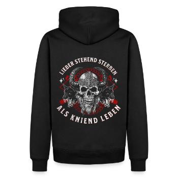 Viking crâne cornu casque debout, matrice debout - Sweat à capuche Premium bio Homme - noir - Dos - Nico (187cm)