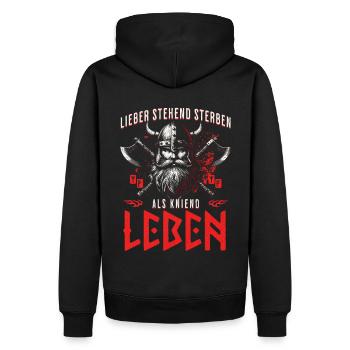 Viking Axt Krieger Lieber stehend sterben - Männer Premium Bio Hoodie - Schwarz - Hinten - Nico (187cm)