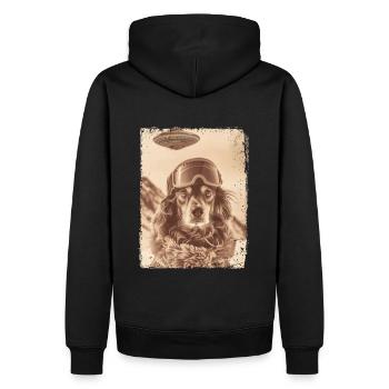 OVNI Rétro Vintage Étrange Alien Chien d’hiver - Sweat à capuche Premium bio Homme - noir - Dos - Nico (187cm)