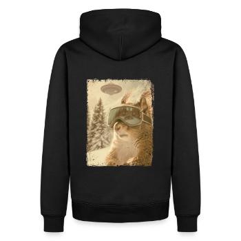 UFO Retro Vintage Uncanny Alien Ski Squirrel - Männer Premium Bio Hoodie - Schwarz - Hinten - Nico (187cm)