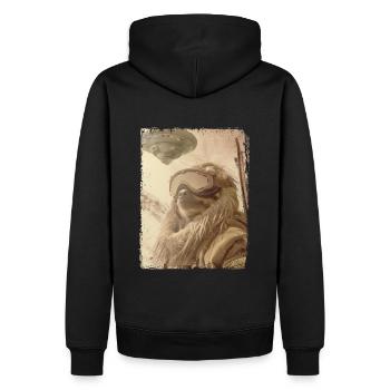 UFO Retro Vintage Uncanny Alien Ski Sloth - Men’s Premium Organic Hoodie - black - Back - Nico (187cm)