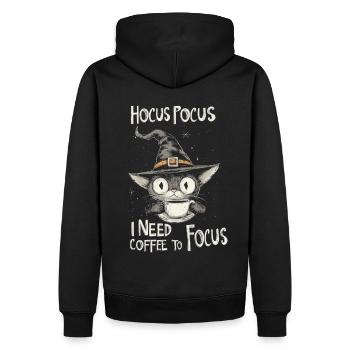 Hocus Pocus Katze Hexenhut Kaffee Lustig - Männer Premium Bio Hoodie - Schwarz - Hinten - Nico (187cm)