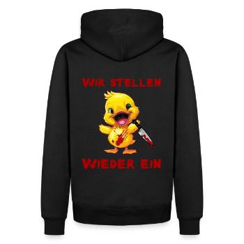 Set again - Duck with knife Halloween - Men’s Premium Organic Hoodie - black - Back - Nico (187cm)