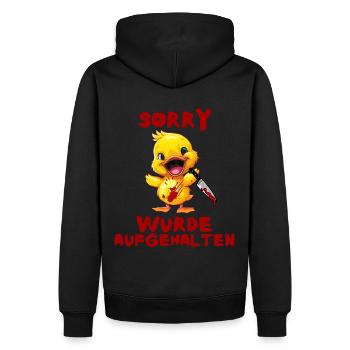 A été arrêté - Canard au couteau Halloween - Sweat à capuche Premium bio Homme - noir - Dos - Nico (187cm)