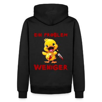 Un problème de moins - Canard au couteau Halloween - Sweat à capuche Premium bio Homme - noir - Dos - Nico (187cm)