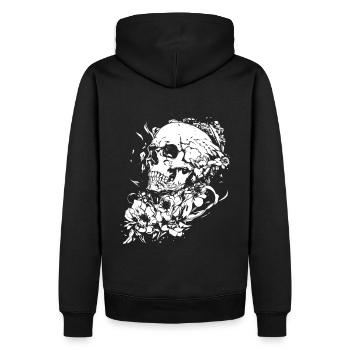 Crâne floral Crâne d’Halloween - Sweat à capuche Premium bio Homme - noir - Dos - Nico (187cm)