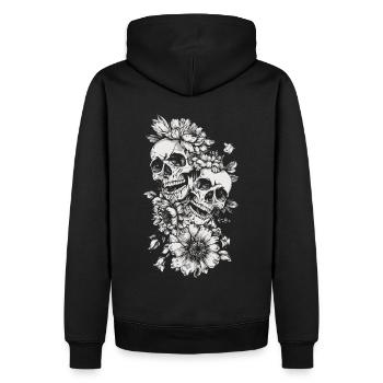 Crâne Couronne de fleurs d’Halloween - Squelette de crâne - Sweat à capuche Premium bio Homme - noir - Dos - Nico (187cm)