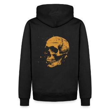 Crâne Halloween Vintage Look - Crâne Squelette - Sweat à capuche Premium bio Homme - noir - Dos - Nico (187cm)