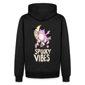 Chat violet avec des crânes Halloween Design - Sweat à capuche Premium bio Homme - noir - Dos - Nico (187cm)