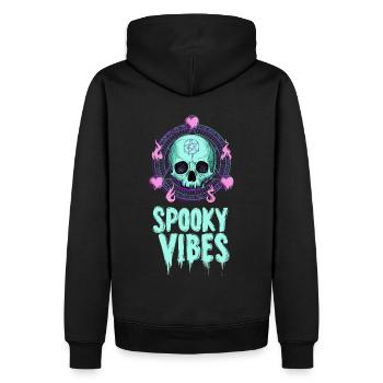 Pentagramme et crâne Halloween Design - Sweat à capuche Premium bio Homme - noir - Dos - Nico (187cm)