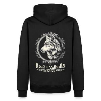 En route vers le Valhalla Viking Wolf Design - Sweat à capuche Premium bio Homme - noir - Dos - Nico (187cm)