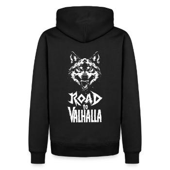 Aggressive Viking Wolf Road to Valhalla - Men’s Premium Organic Hoodie - black - Back - Nico (187cm)