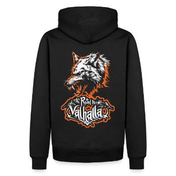 Conception de la route Wolf vers les montagnes Valhalla - Sweat à capuche Premium bio Homme - noir - Dos - Nico (187cm)