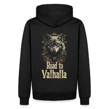 Ornement de fleur de Wolf Road to Valhalla - Sweat à capuche Premium bio Homme - noir - Dos - Nico (187cm)