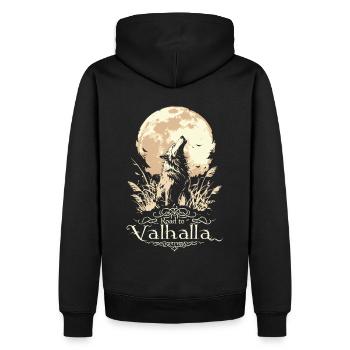Howling Wolf Road to Valhalla Full Moon - Men’s Premium Organic Hoodie - black - Back - Nico (187cm)