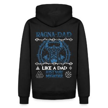 RAGNA-DAD Casque Viking bleu pour la fête des pères - Sweat à capuche Premium bio Homme - noir - Dos - Nico (187cm)
