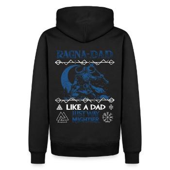 RAGNA-DAD Vikings sous la lune pour la fête des pères - Sweat à capuche Premium bio Homme - noir - Dos - Nico (187cm)