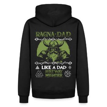RAGNA-DAD Casque Viking vert pour les pères forts - Sweat à capuche Premium bio Homme - noir - Dos - Nico (187cm)