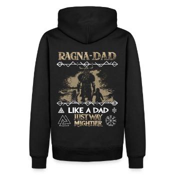 RAGNA-DAD Wikinger mit Kindern für den Vatertag - Männer Premium Bio Hoodie - Schwarz - Hinten - Nico (187cm)