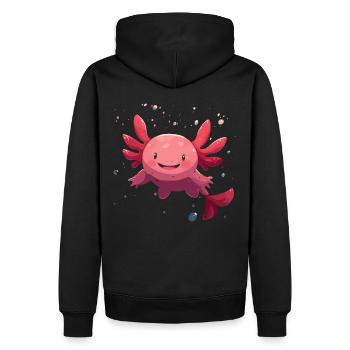 Cute Kawaii Axolotl Underwater for Fans - Men’s Premium Organic Hoodie - black - Back - Nico (187cm)