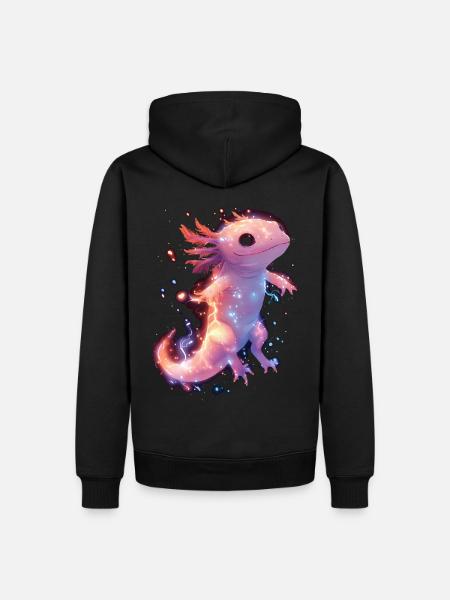 Glowing Magic Axolotl with Electricity - Men’s Premium Organic Hoodie - black