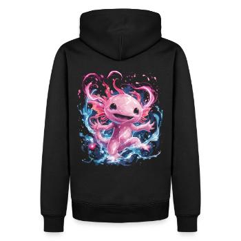 Axolotl magique à l’énergie lumineuse - Sweat à capuche Premium bio Homme - noir - Dos - Nico (187cm)