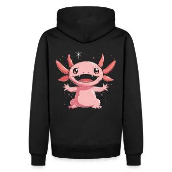 Axolotl Kawaii avec étoiles pour les enfants et les fans - Sweat à capuche Premium bio Homme - noir - Dos - Nico (187cm)