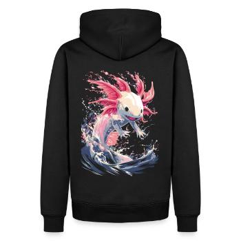 Puissant axolotl dans les vagues pour les fans d’axolotl - Sweat à capuche Premium bio Homme - noir - Dos - Nico (187cm)