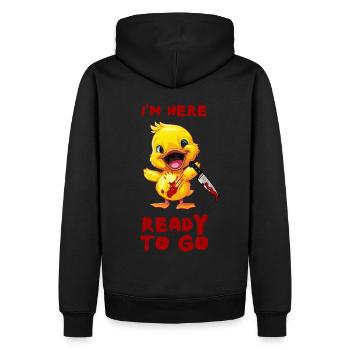 Canard avec couteau - I’m Ready Spooky Halloween - Sweat à capuche Premium bio Homme - noir - Dos - Nico (187cm)