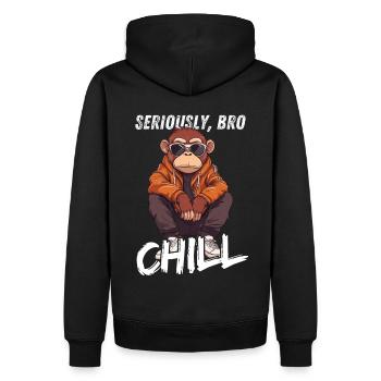 Seriously Bro Chill Affe für Gamer Zocker - Männer Premium Bio Hoodie - Schwarz - Hinten - Nico (187cm)