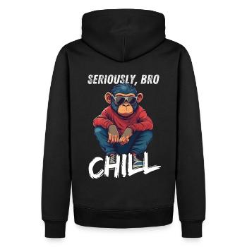 Sérieusement Bro Chill Monkey Meme Gambler - Sweat à capuche Premium bio Homme - noir - Dos - Nico (187cm)