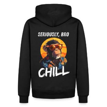 Sérieusement Bro Chill Singe Joueur Coucher de soleil - Sweat à capuche Premium bio Homme - noir - Dos - Nico (187cm)