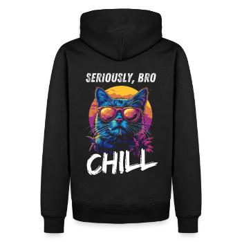 Seriously Bro Chill Katze Gamer Meme - Männer Premium Bio Hoodie - Schwarz - Hinten - Nico (187cm)
