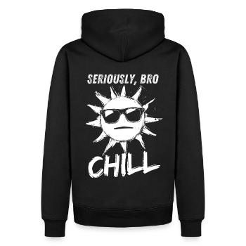 Seriously Bro Chill Sonne Meme Design - Männer Premium Bio Hoodie - Schwarz - Hinten - Nico (187cm)