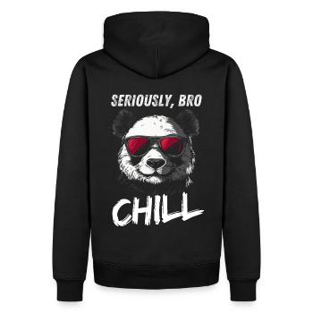 Seriously Bro Chill Panda Meme Design - Sweat à capuche Premium bio Homme - noir - Dos - Nico (187cm)