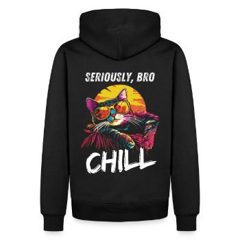 Sérieusement Bro Chill Cat Sunset Meme - Sweat à capuche Premium bio Homme - noir - Dos - Nico (187cm)