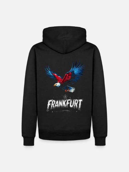 Frankfurt Eagle Colori FFM Patriots - Felpa con cappuccio ecologica premium da uomo - nero