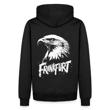Frankfurt Black & White Eagle Head FFM Ultras - Sweat à capuche Premium bio Homme - noir - Dos - Nico (187cm)